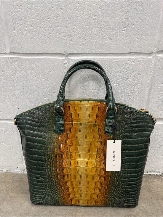 Brahmin Handbags - Brahmin Duxbury Bayleaf Ombré Green and Amber Croc-Embossed Leather Satchel